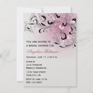Invitación a bañador de novia con abstracto rosa n