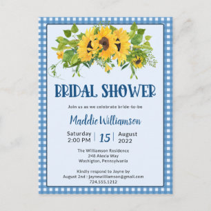 Invitación a bañador de novia de Gingham Sunflower