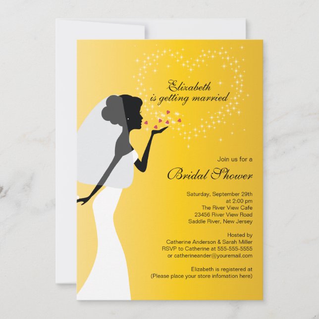 Invitación a bañar a una novia en un beso moderno (Anverso)