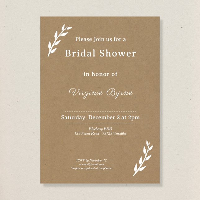 Invitación a bañarse en Kraft y Rustic Bridal Show (Subido por el creador)