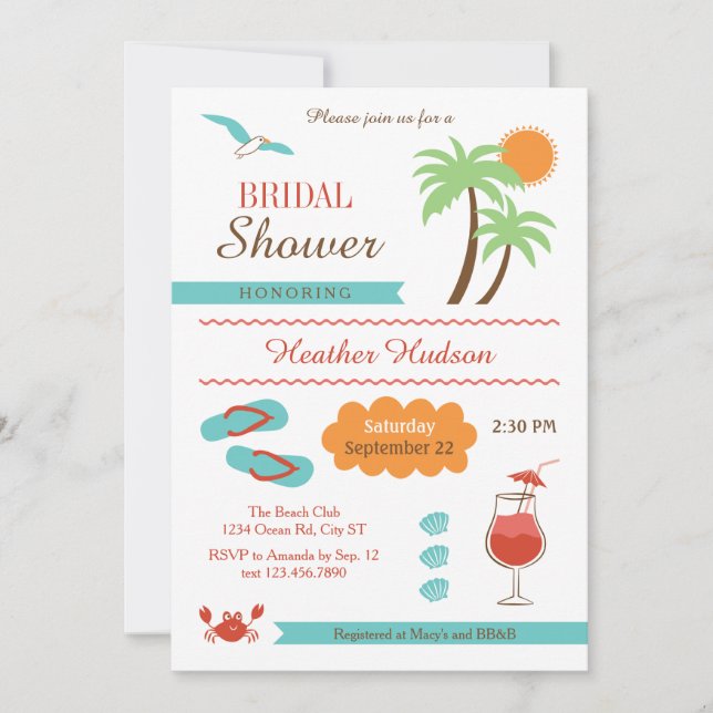 Invitación a bañarse en la playa de verano (Anverso)