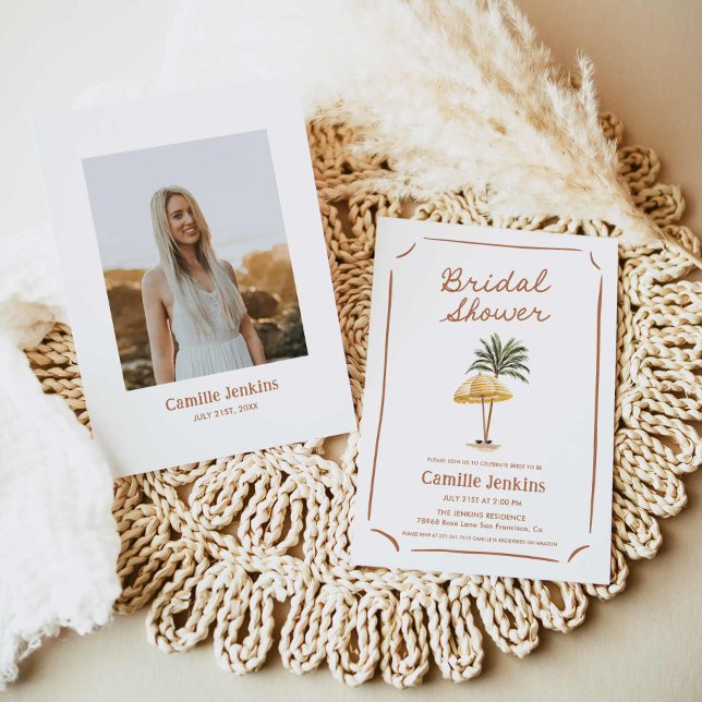 Invitación a bañarse en veranos tropicales de play (Summer Beach Bridal Shower Invitation)
