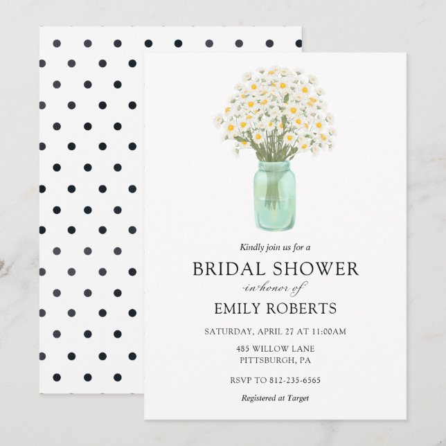 Invitación a bañistas marrones en Mason Jar Bridal (Anverso / Reverso)