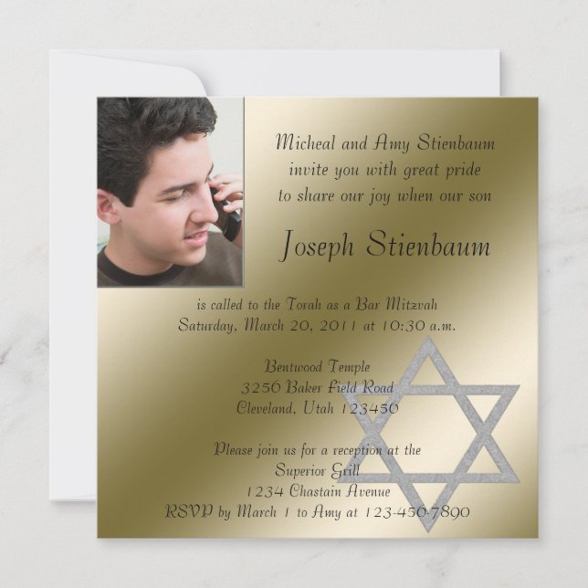 Invitación a Bar Mitzvah (Anverso)