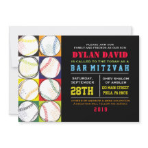 Invitación a Bar Mitzvah con temas de béisbol Retr