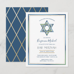 Invitación a Bar Mitzvah del niño; Estrella de Dav