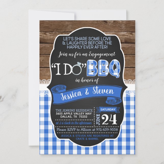 Invitación a barbacoa - Azul (Anverso)