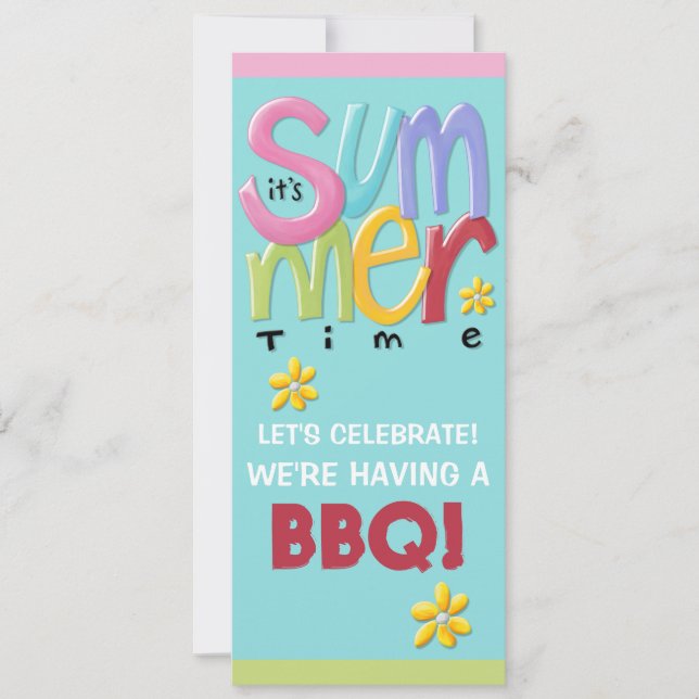Invitación a barbacoa azul en verano (Anverso)