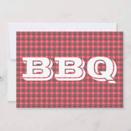 Invitación a barbacoa con cheque negro rojo