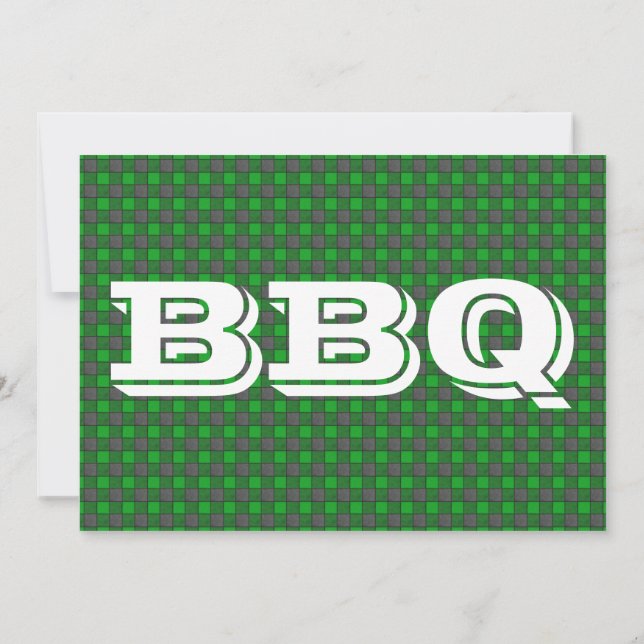 Invitación a barbacoa con cheque negro verde (Reverso)