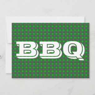 Invitación a barbacoa con cheque negro verde