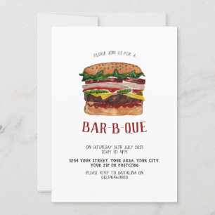 invitación a barbacoa con hamburguesa gigante