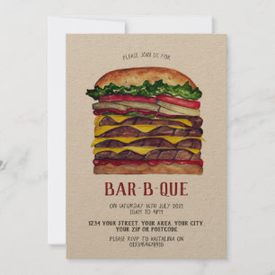 invitación a barbacoa con hamburguesa gigante