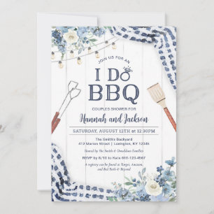 Invitación a barbacoa con marina y azul claro