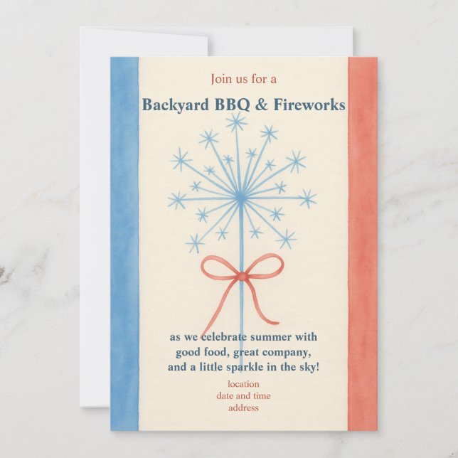 Invitación a barbacoa de Americana Watercolor (Anverso)