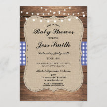 Invitación a barbacoa de Baby Shower Rustic Burlap