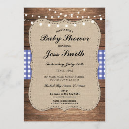 Invitación a barbacoa de Baby Shower Rustic Burlap