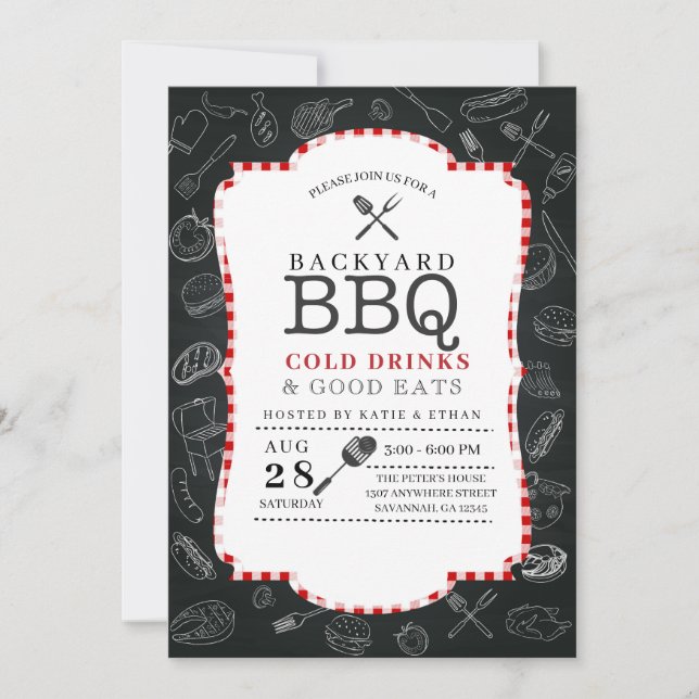 Invitación a barbacoa de barbacoa de patio trasero (Anverso)