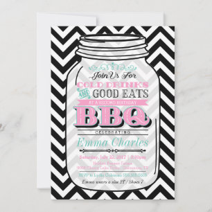 Invitación a barbacoa de cumpleaños de Mason Jar, 