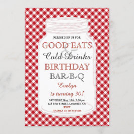 Invitación a barbacoa de cumpleaños de Mason Jar R