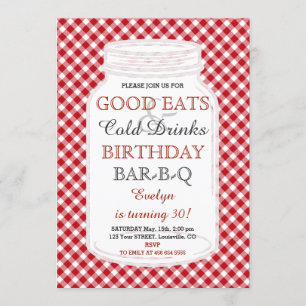 Invitación a barbacoa de cumpleaños de Mason Jar R