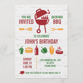 Invitación a barbacoa de cumpleaños retro