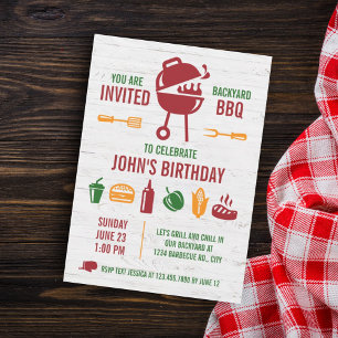 Invitación a barbacoa de cumpleaños retro