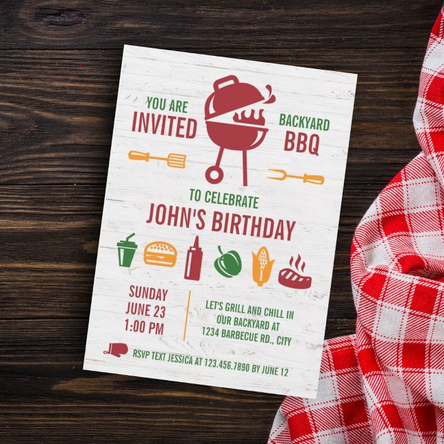 Invitación a barbacoa de cumpleaños retro (Subido por el creador)