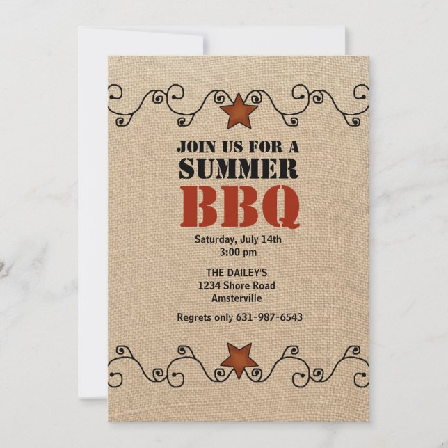 Invitación a barbacoa de Estrella Roja con cable (Anverso)