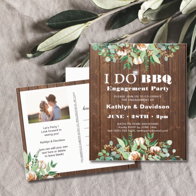 Invitación a barbacoa de Eucalyptus Rustic Photo E (Subido por el creador)