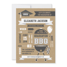Invitación a barbacoa de graduación rústica