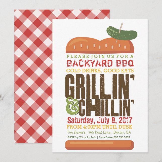 Invitación a barbacoa de Grillin Chillin, barbacoa (Anverso / Reverso)