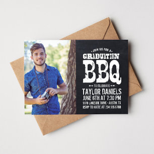 Invitación a barbacoa de la foto de graduación de 