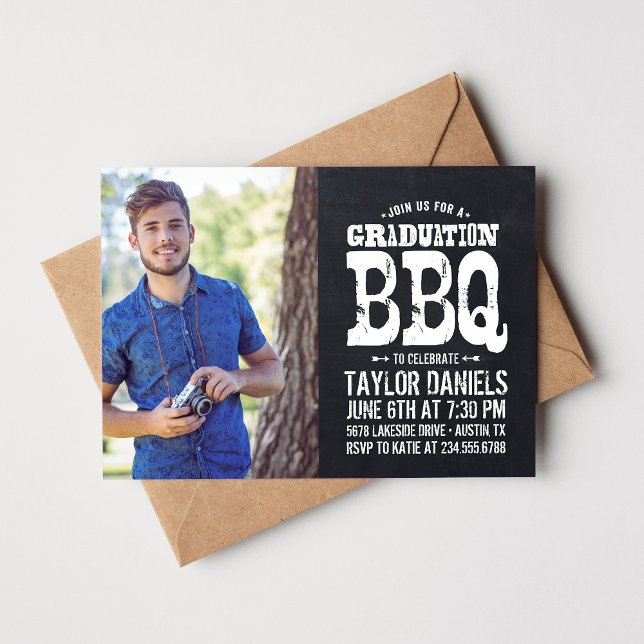 Invitación a barbacoa de la foto de graduación de  (Subido por el creador)