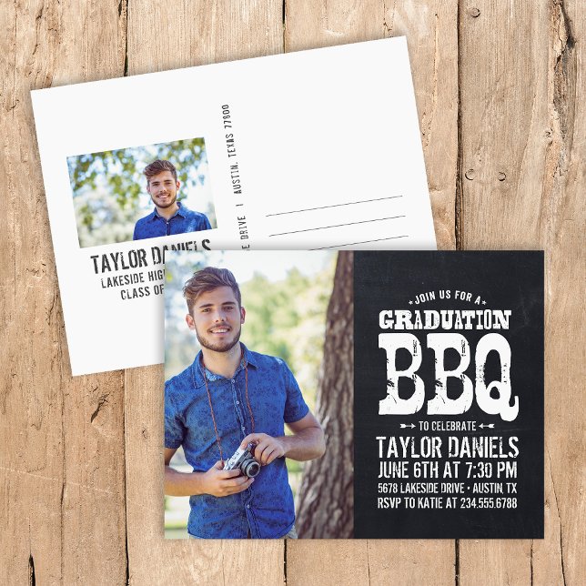 Invitación a barbacoa de la foto de graduación de  (Subido por el creador)