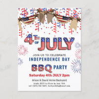Invitación a barbacoa de los fuegos artificiales d