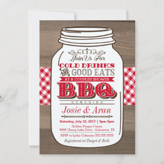 Invitación a barbacoa de Mason Jar, duchas de pare
