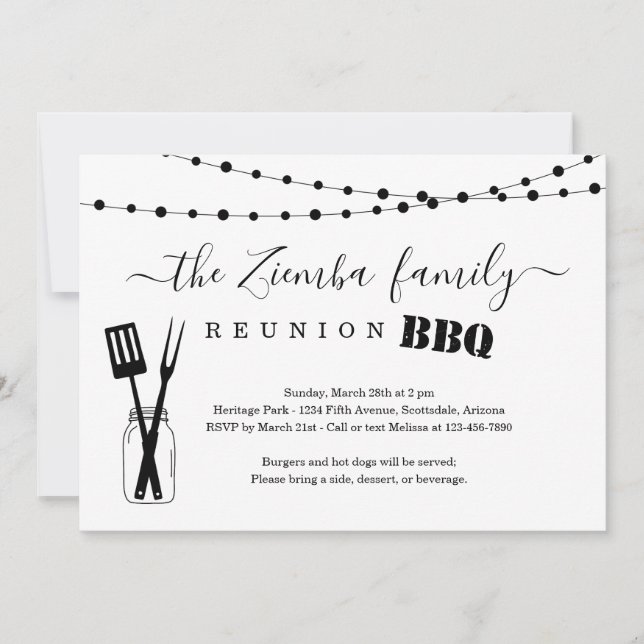 Invitación a barbacoa de Reunión Familiar (Anverso)