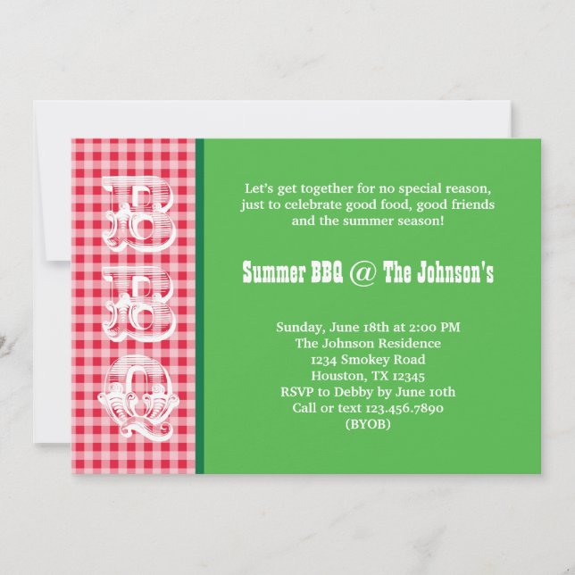 Invitación a barbacoa de verano (Anverso)