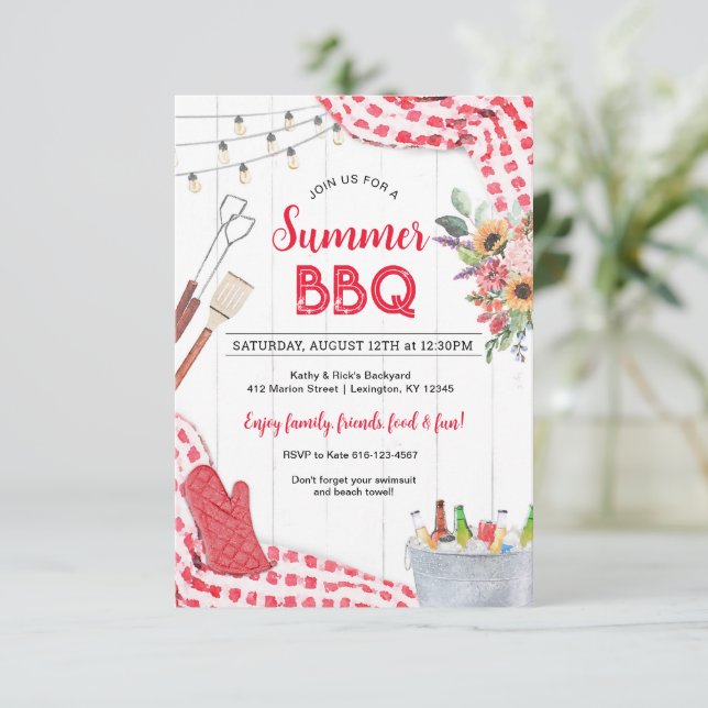 Invitación a barbacoa de verano (Anverso de pie)