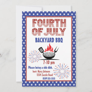 Invitación a barbacoa de Vintage July 4