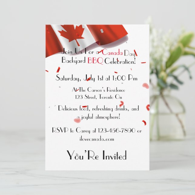 Invitación a barbacoa del Día de Canadá (Anverso de pie)
