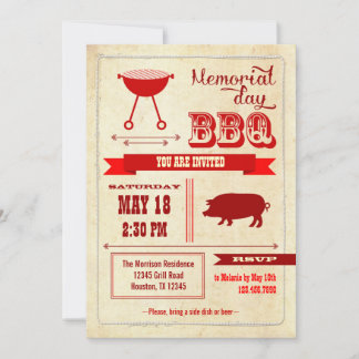 Invitación a barbacoa del Día de la Memoria de la