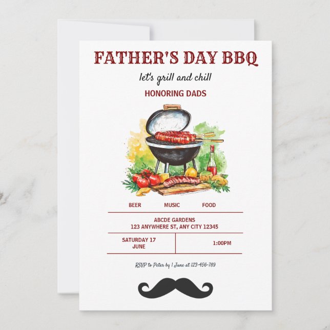 Invitación a barbacoa del Día del Padre (Anverso)