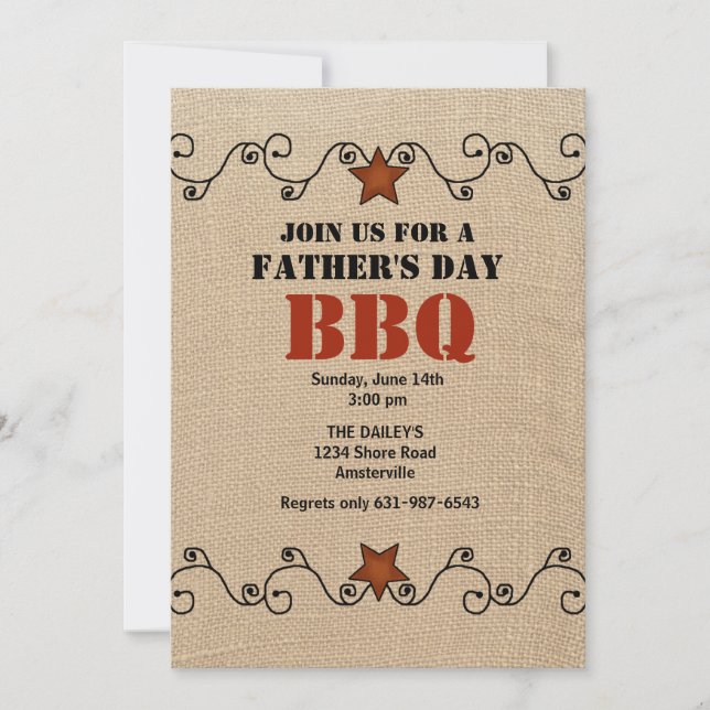 Invitación a barbacoa del Día del Padre con estrel (Anverso)