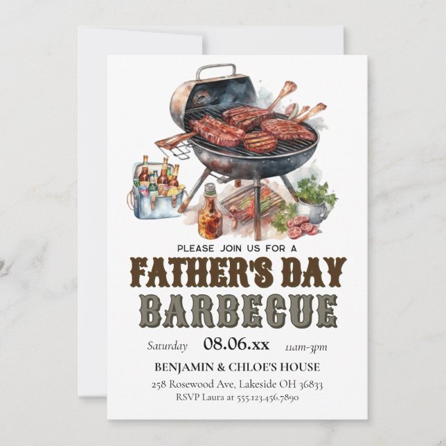 Invitación a barbacoa del Día del Padre Editable (Anverso)