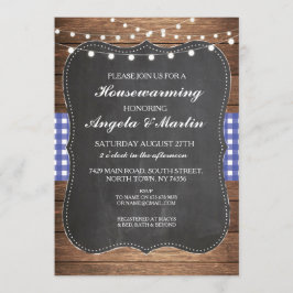 Invitación a barbacoa del Fiesta Blue Check Wood