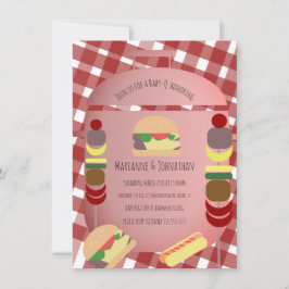 Invitación a barbacoa en el patio trasero con cuad