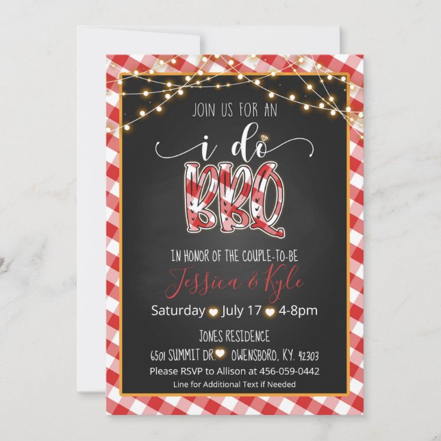 Invitación a barbacoa - Gingham (Anverso)