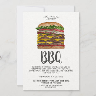 invitación a barbacoa hamburguesa gigante